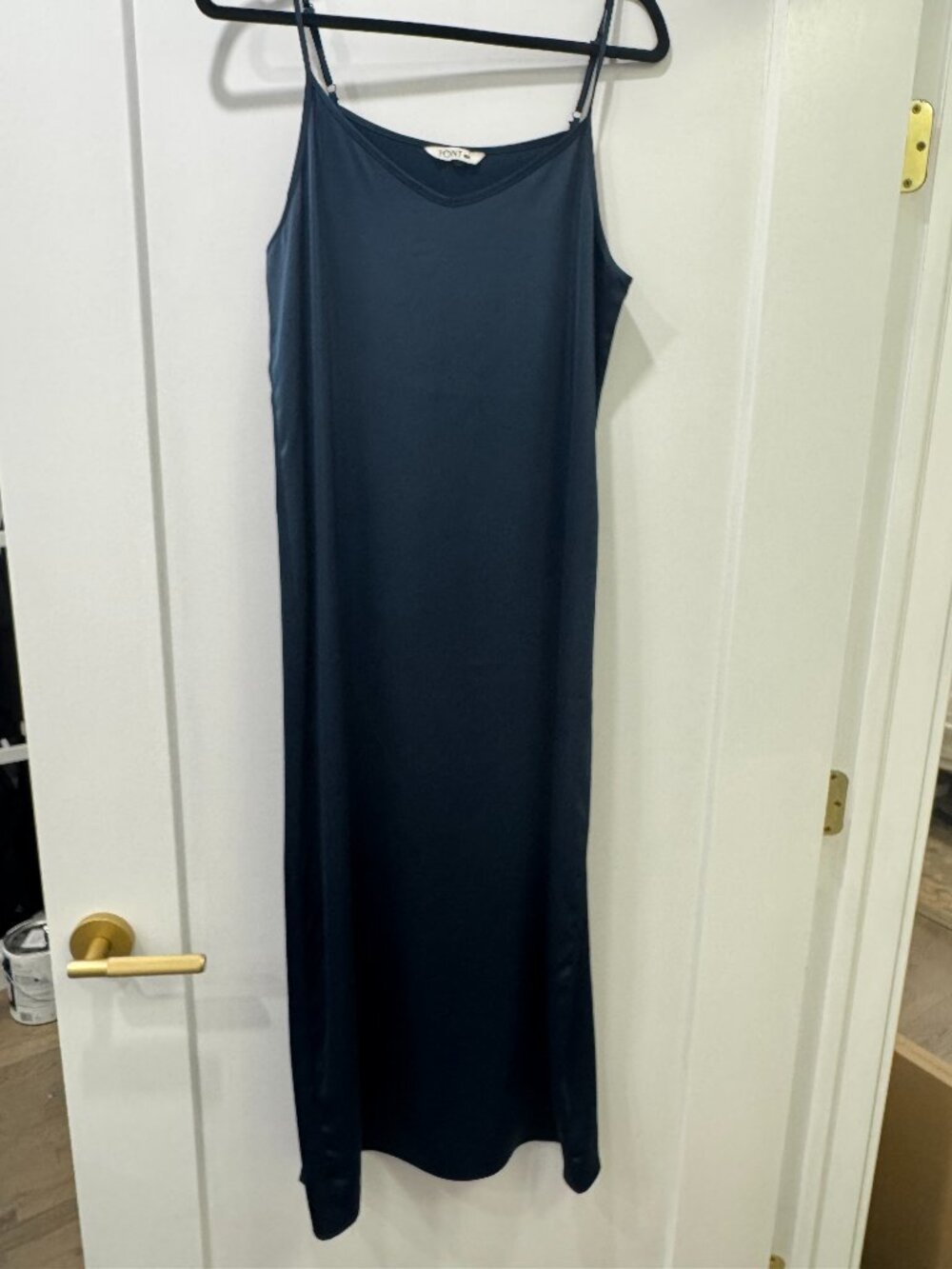 Blue Satin Slip Dress